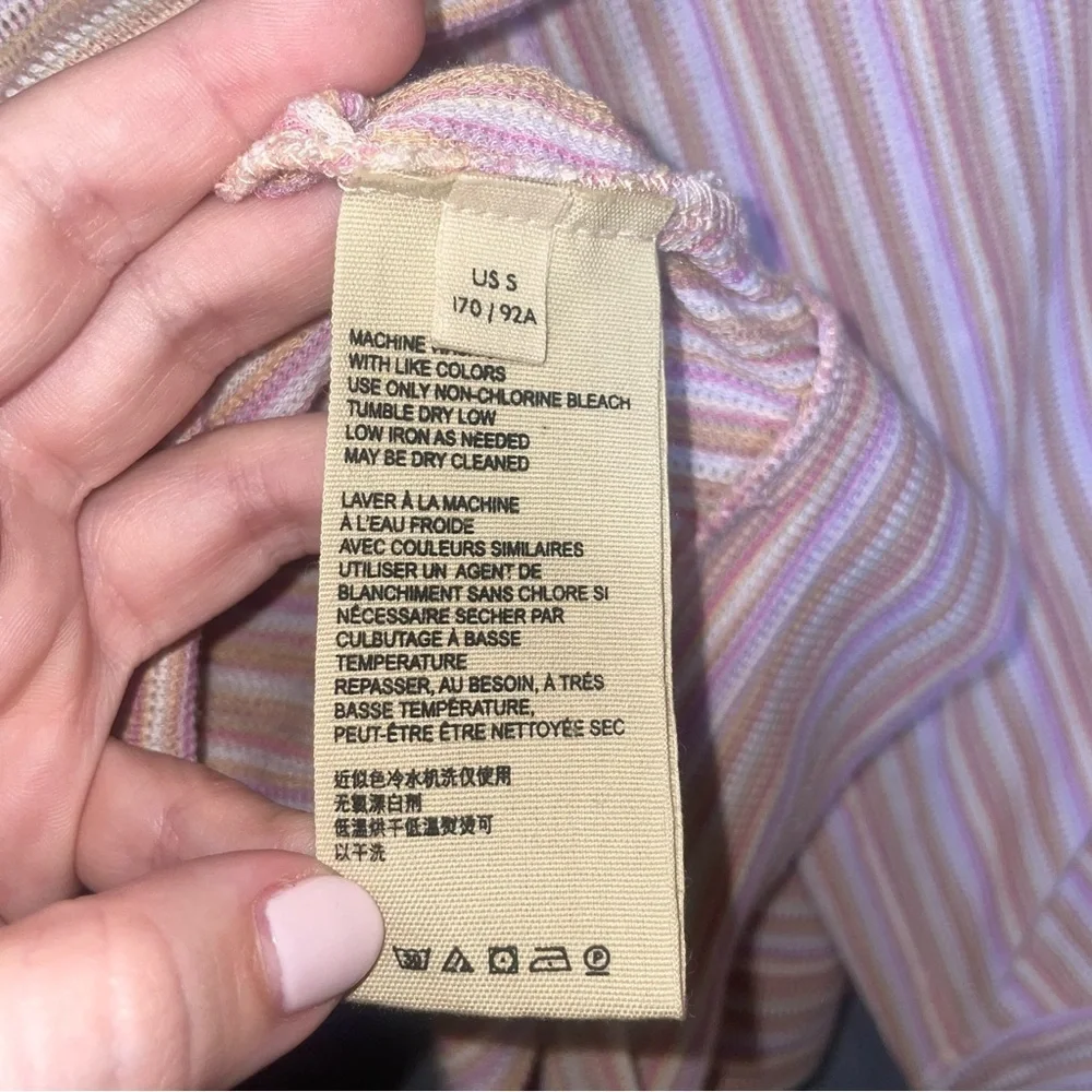 Free People Autumn Nights Open Back Top in Purple Combo Stripes Small